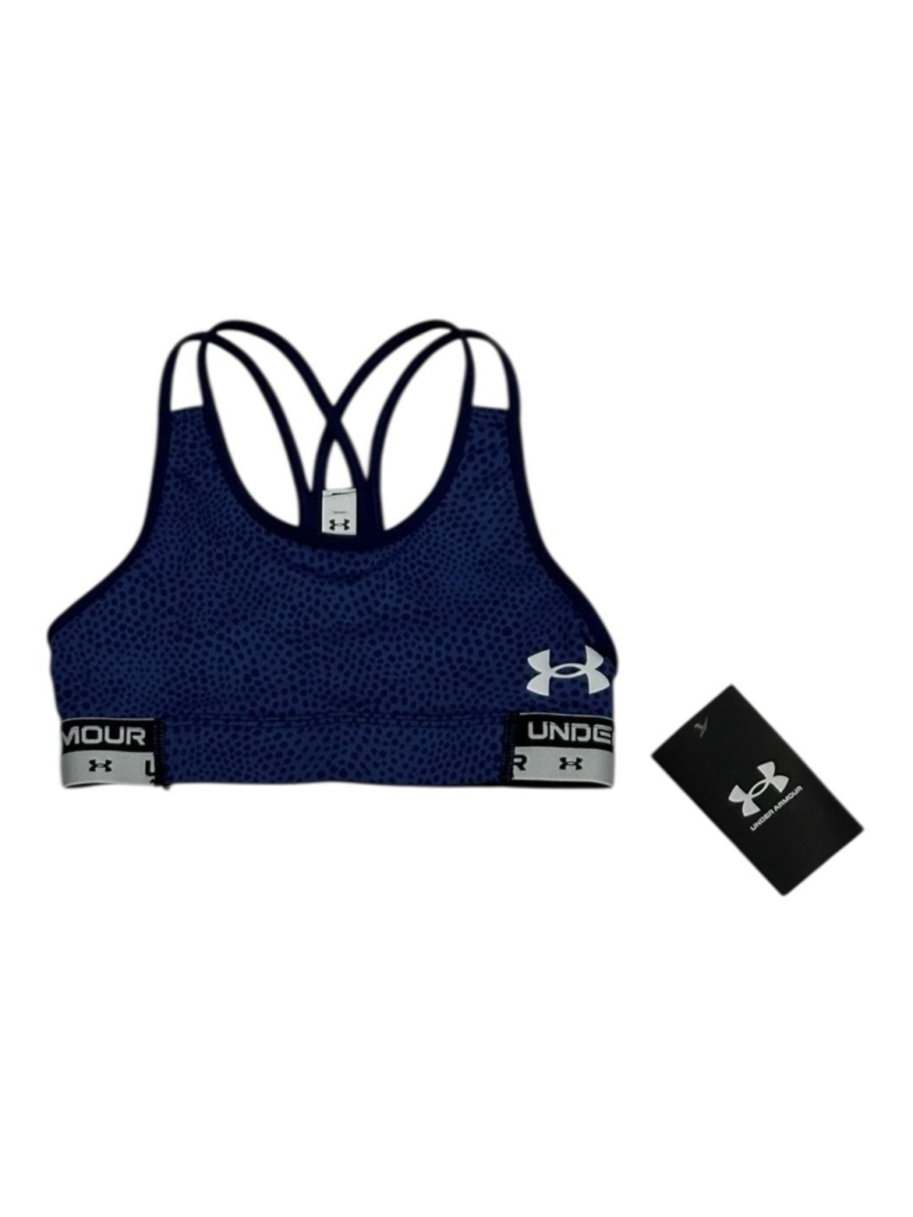 Under Armour Tank Top Girls Small Blue Spotted Sports Bra Strappy Athletic